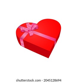 Gift box for your design. Gift box in the form of a heart with a bow.