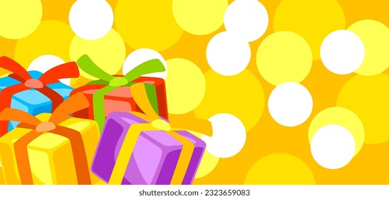 Gift boxes background. Happy Birthday and party illustration.