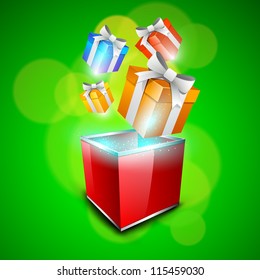 Gift boxes background for Merry Christmas celebration. EPS 10.
