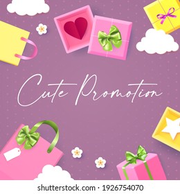 Gift boxes and bags. Cute sale and special offer design. Birthday card. Baby shower design.
