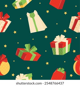 Geschenkboxen und Taschen, Muster Hintergrund, Vektor