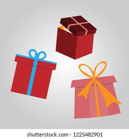 Gift boxes for Birthday, Christmas and new year. Vector illustration. 