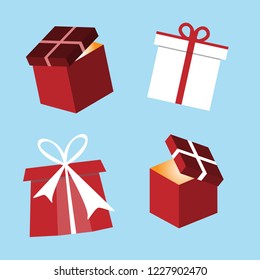 Gift boxes for Birthday, Christmas and new year. Vector illustration. 