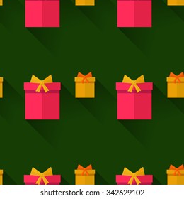 Gift Boxes Birthday Seamless Background. Flat design.