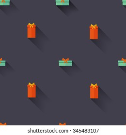 Gift Boxes Birthday Seamless Background. Flat design.