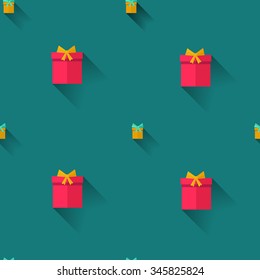 Gift Boxes Birthday Seamless Background. Flat design.