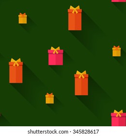 Gift Boxes Birthday Seamless Background. Flat design.