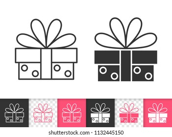 Gift boxes black linear and silhouette icons. Thin line sign of bounty box. Present outline pictogram isolated on white, color, transparent background. Vector Icon shape. Gift simple symbol closeup