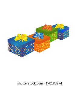 gift boxes with bow on a white background
