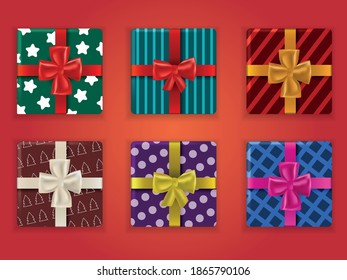 gift boxes with bows 6 pieces