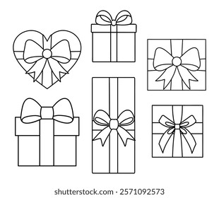 Gift Boxes with Bows Icon Set