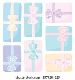 Gift boxes with bows on transparent background