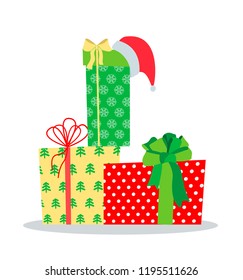 Gift boxes bunch. Flat style vector concept holiday illustration Isolated on white background