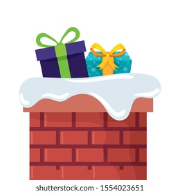 gift boxes in chimney isolated icon vector illustration design