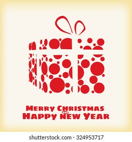 Gift boxes, Christmas, New Year, stripes, circles, red, vector, banner, illustration