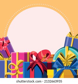 gift boxes and circle badge design