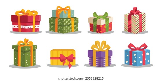 Gift boxes clipart set vector 