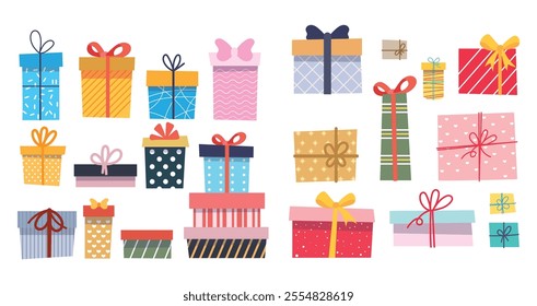 Gift boxes clipart set vector	

