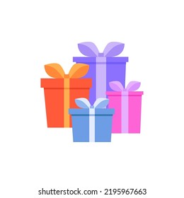 Gift boxes collection. Presents for Christmas. Valentines day. Vector illustration