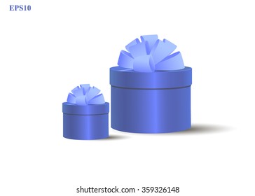 gift boxes color blue with bows and ribbons on white background vector illustration 
