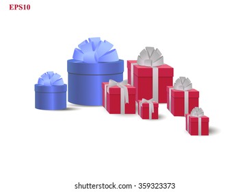 gift boxes color set with bows and ribbons on white background vector illustration 