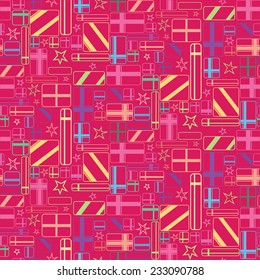 Gift Boxes Colorful Lines Seamless Pattern
