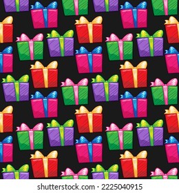 Gift boxes colorful vector seamless pattern