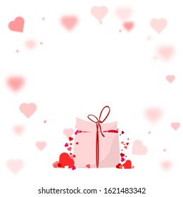 Gift boxes containing multi-colored hearts. Many large overflow box In order to give to loved ones on Valentine's Day