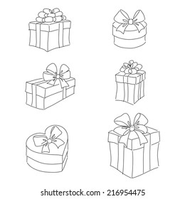 Gift boxes contour clip art isolated 