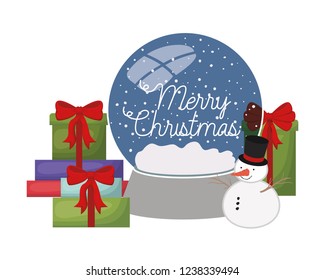 gift boxes in crystal ball isolated icon