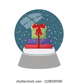 gift boxes in crystal ball isolated icon