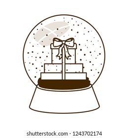 gift boxes in crystal ball isolated icon