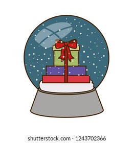 gift boxes in crystal ball isolated icon