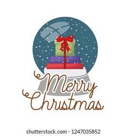gift boxes in crystal ball isolated icon