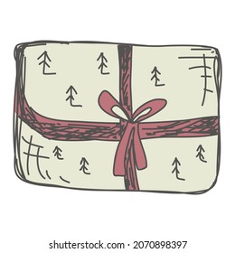 gift boxes in doodle style. Merry Christmas and Happy New Year