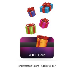 gift boxes fall on the gift card