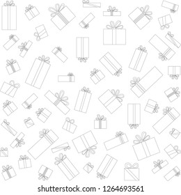 Gift boxes for a festive seamless background on the website, paper, slides, fabrics. Vector, ESP 8