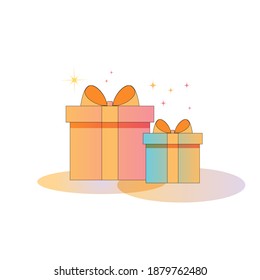 Gift boxes, flat design. Isolated on a white background