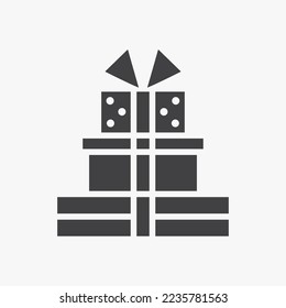 Gift boxes glyph icon, Birthday presents. Pictogram element for Mobile apps. Promotional application. Special offer, Discount concept.