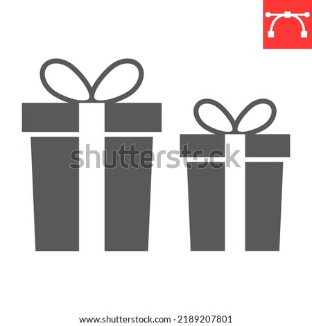 Gift boxes glyph icon, Christmas and holiday, giftbox vector icon, vector graphics, editable stroke solid sign, eps 10.