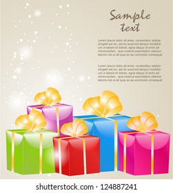 Gift boxes with gold ribbons