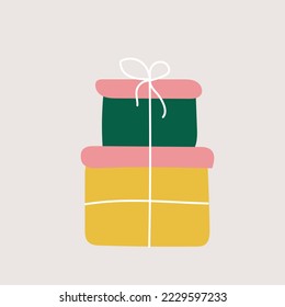 Gift boxes, hand drawn doodle style. Cute icon. Birthday party. Vector illustration for greeting cards, invitations, posters.