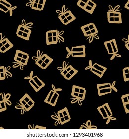 gift boxes. Hand drawn presents sketch. Seamless vector pattern