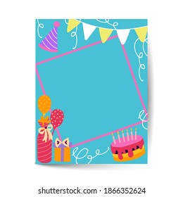 gift boxes happy birthday in A4 size. vector illustration
