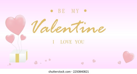 Gift boxes with heart balloon , Happy Valentine's Day banners.