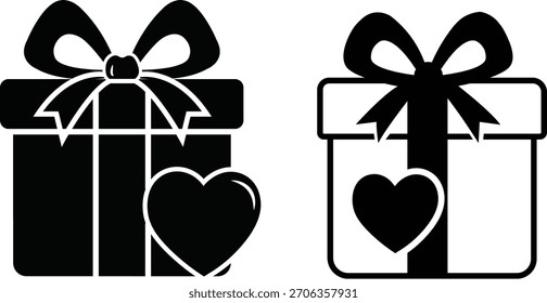  Cajas de regalo con corazones en blanco y negro
