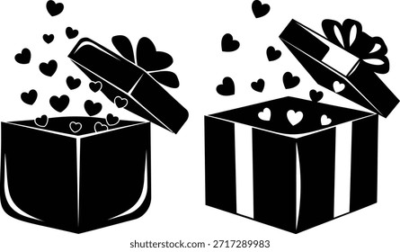 Geschenkboxen mit Herzen kommen aus ihnen Vektorgrafik