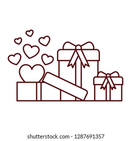 gift boxes with hearts isolated icon