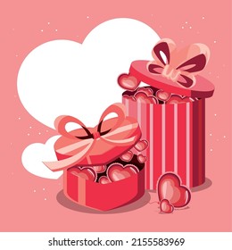 cajas de regalo y corazones románticos