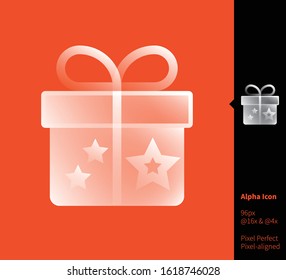 Gift boxes icon alpha icon - vector illustrations for branding, web design, presentation, logo, banners. Transparent gradient icon on random background, pixel-aligned on 96x96 pixel.